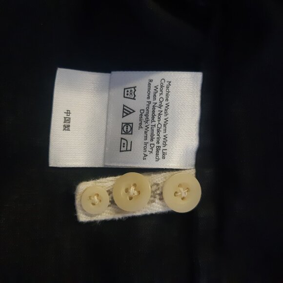 Eddie Bauer SZ M 100% Linen Mandarin Collar Men's Button Up Black Shirt - Picture 8 of 12